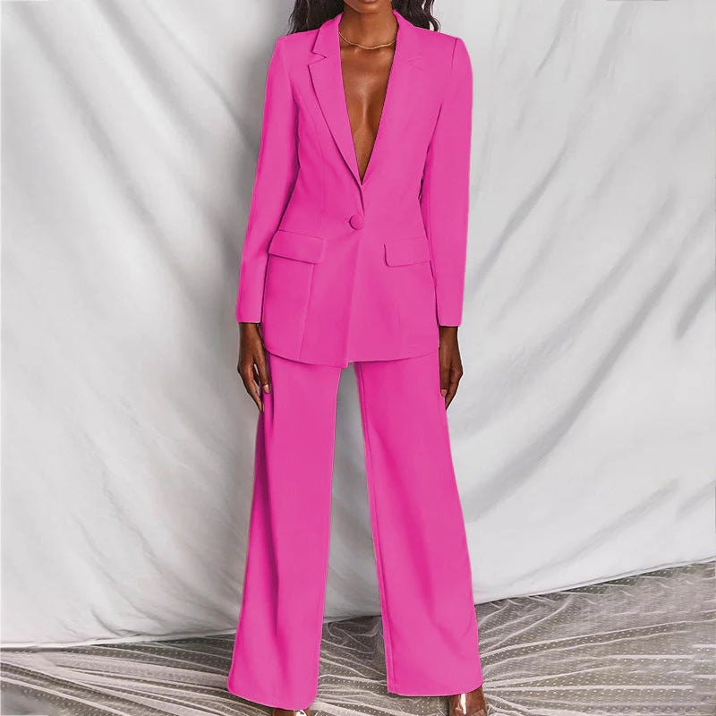 Wanda Womens Suit | Longline Blazer, Tailored Wide-Leg Pant Suit 4