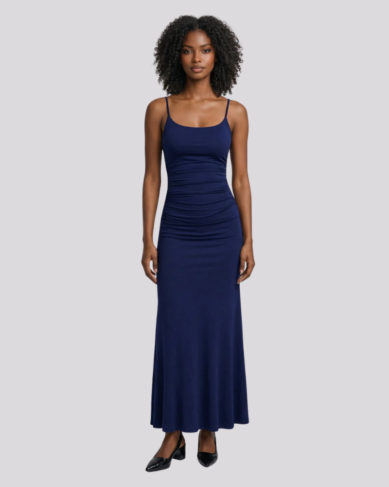 Eliana Women’s Maxi Dress – Elegant Bodycon Evening Dress with Pleated Details