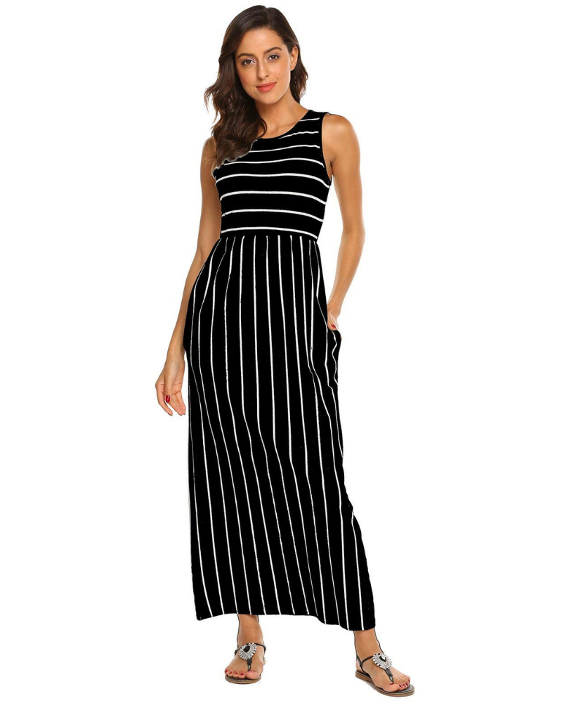 Vestido largo para mujer Sophie – Vestido informal de verano con cintura elástica y tejido suave elástico