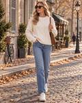 Jessa Women’s Cable Knit Sweater – Oversized Crew Neck Long Sleeve Vintage Pullover