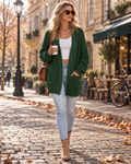 Eleanora Women’s Oversized Cardigan – Open Front Drop Shoulder Long Sleeve Sweater with Pockets