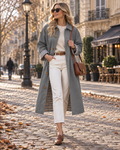 Marceline Women’s Long Trench Coat – Plaid Lined Button Front Relaxed Lightweight Jacket