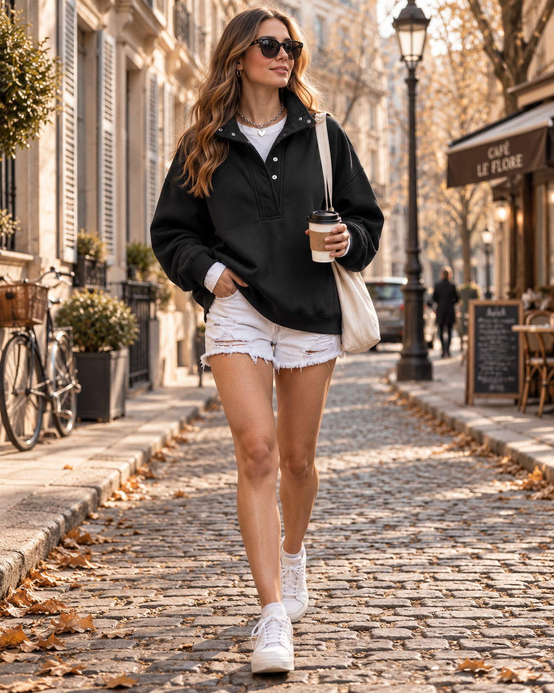 Therese Women’s Oversized Sweatshirt – Snap Mock Neck Drop Shoulder Fleece Lined Pullover