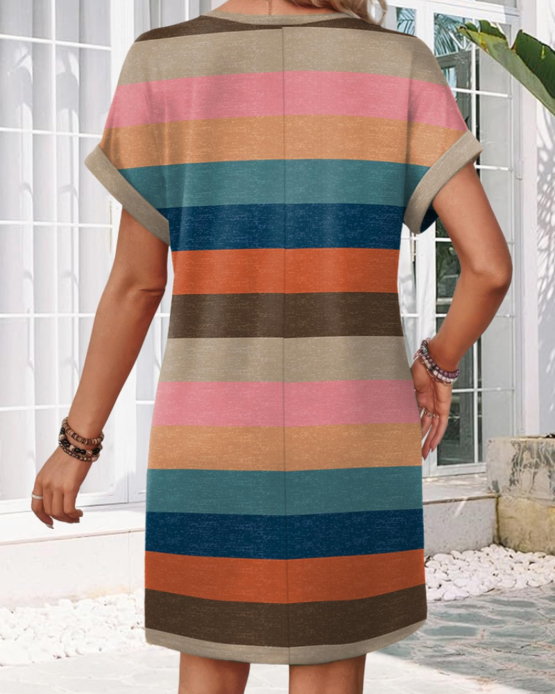 Elena Women's T-Shirt Dress – V-Neck Casual Summer Dress with Pockets