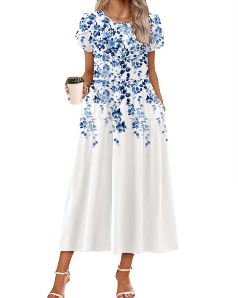 Olivia Women's Boho Maxi Dress – High Waist A-Line Dress with Pockets for Summer