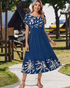Emily Women's Tiered Midi Dress – A-Line Dress with Pockets for Work and Vacation