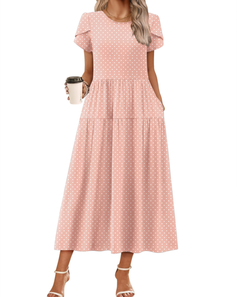 Olivia Women's Boho Maxi Dress – High Waist A-Line Dress with Pockets for Summer