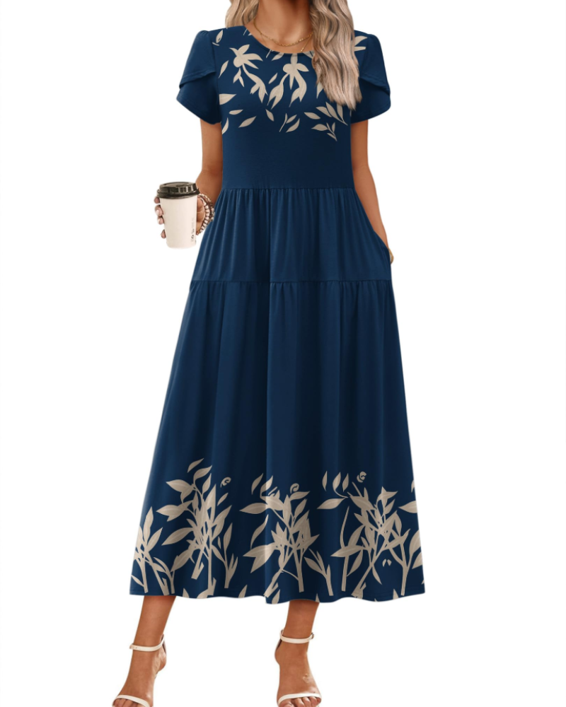 Olivia Women's Boho Maxi Dress – High Waist A-Line Dress with Pockets for Summer