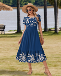 Emily Women's Tiered Midi Dress – A-Line Dress with Pockets for Work and Vacation