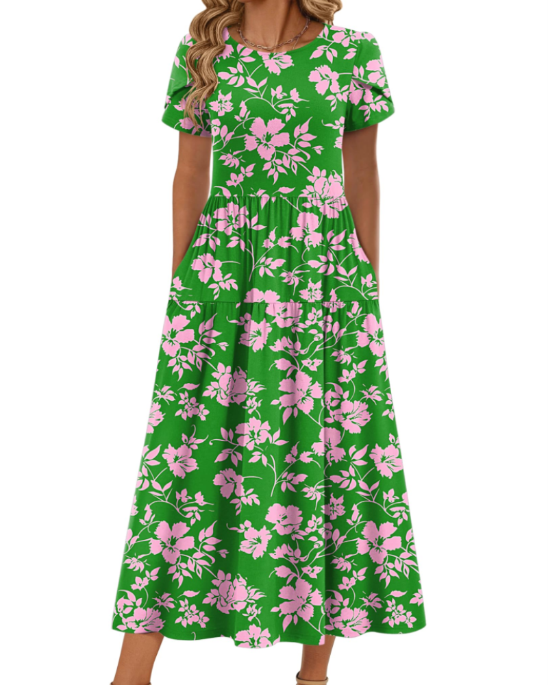 Olivia Women's Boho Maxi Dress – High Waist A-Line Dress with Pockets for Summer