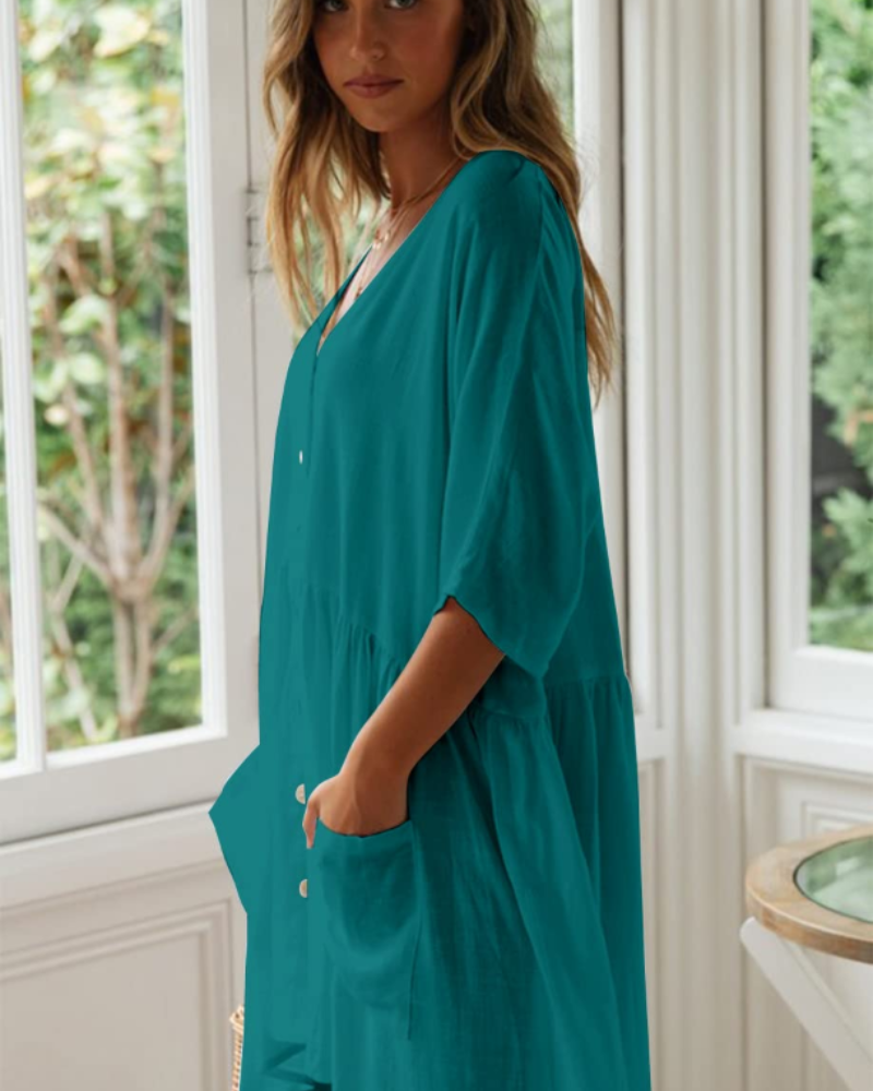 Abito copricostume da donna Scarlett – abito oversize in rayon con scollo a V e tasche