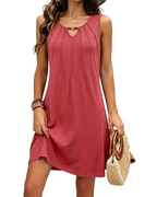 Abito mini floreale da donna Marina con scollo a V – abito a trapezio senza maniche con parte anteriore plissettata