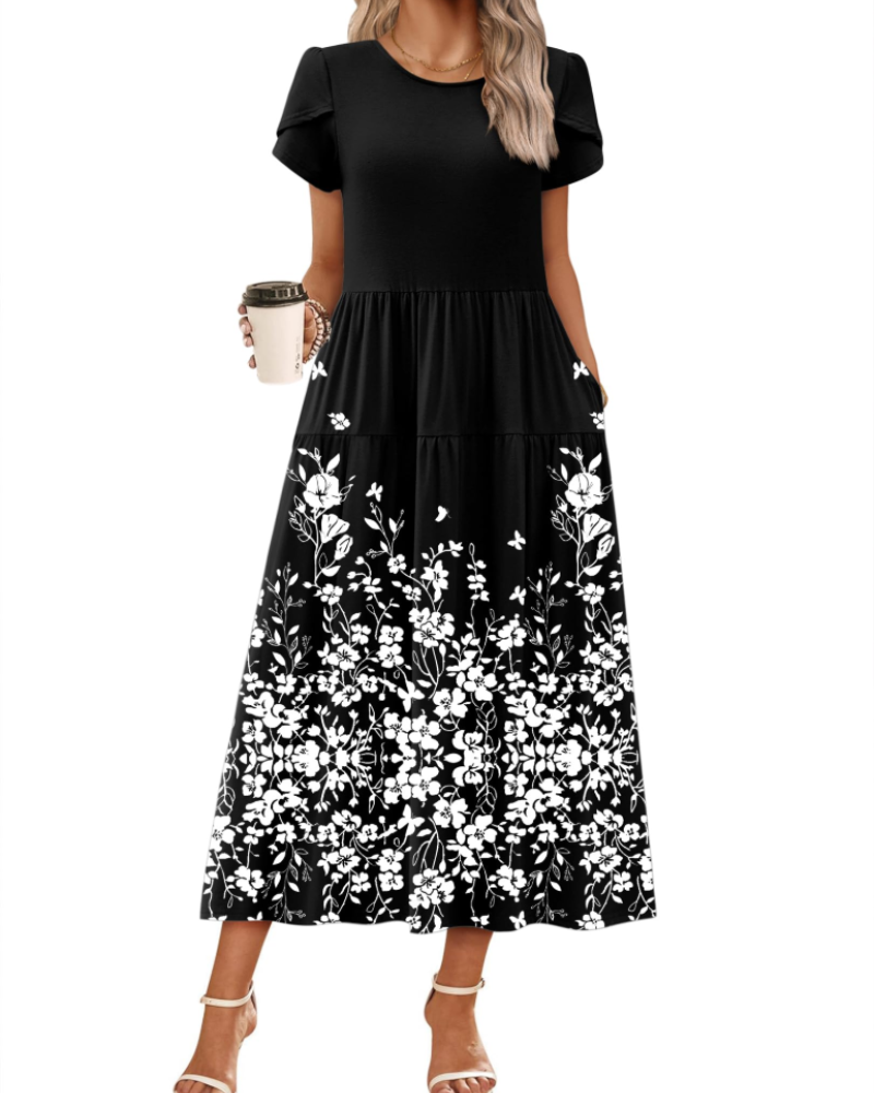 Olivia Women's Boho Maxi Dress – High Waist A-Line Dress with Pockets for Summer