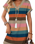 Elena Women's T-Shirt Dress – V-Neck Casual Summer Dress with Pockets