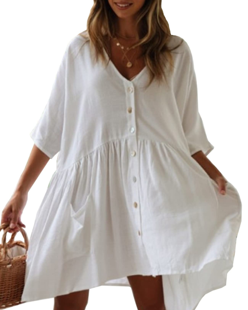 Abito copricostume da donna Scarlett – abito oversize in rayon con scollo a V e tasche