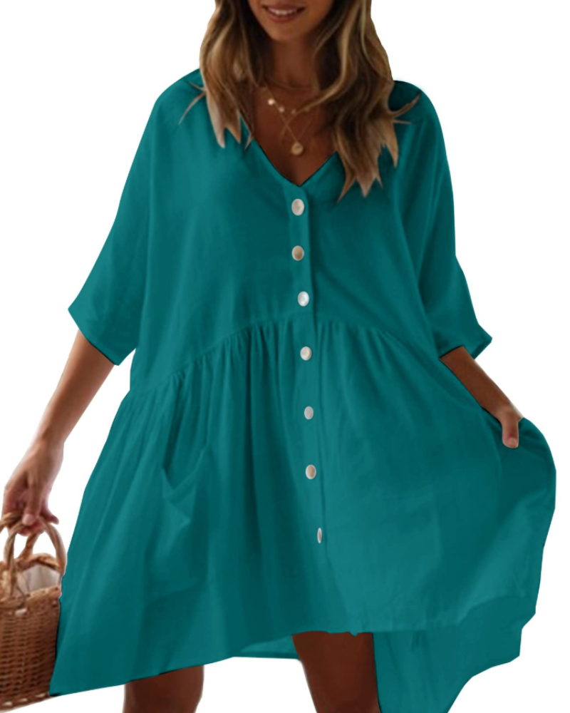 Abito copricostume da donna Scarlett – abito oversize in rayon con scollo a V e tasche