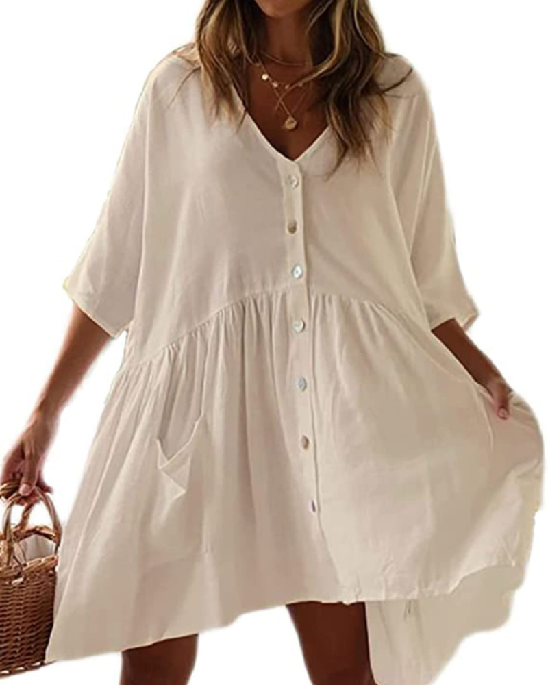 Abito copricostume da donna Scarlett – abito oversize in rayon con scollo a V e tasche