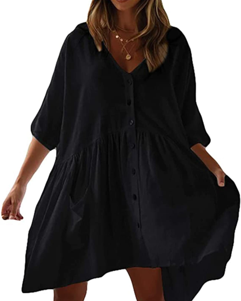 Abito copricostume da donna Scarlett – abito oversize in rayon con scollo a V e tasche