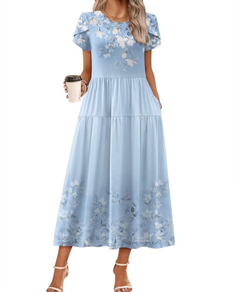 Olivia Women's Boho Maxi Dress – High Waist A-Line Dress with Pockets for Summer
