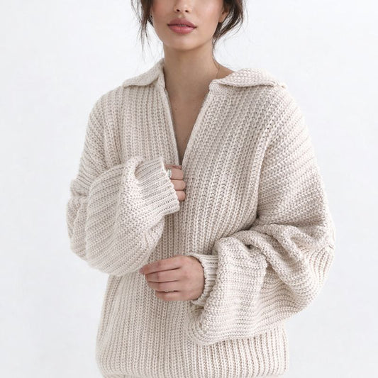 Women's Knitted Sweater with Zipper | Casual Sweater 0