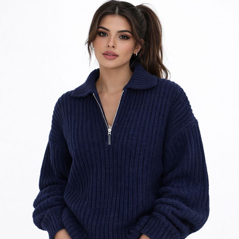 Women's Knitted Sweater with Zipper | Casual Sweater 4