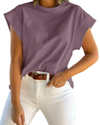 Damski T-shirt z krótkimi rękawami Ava – luźny top z okrągłym dekoltem do pracy i w podróż