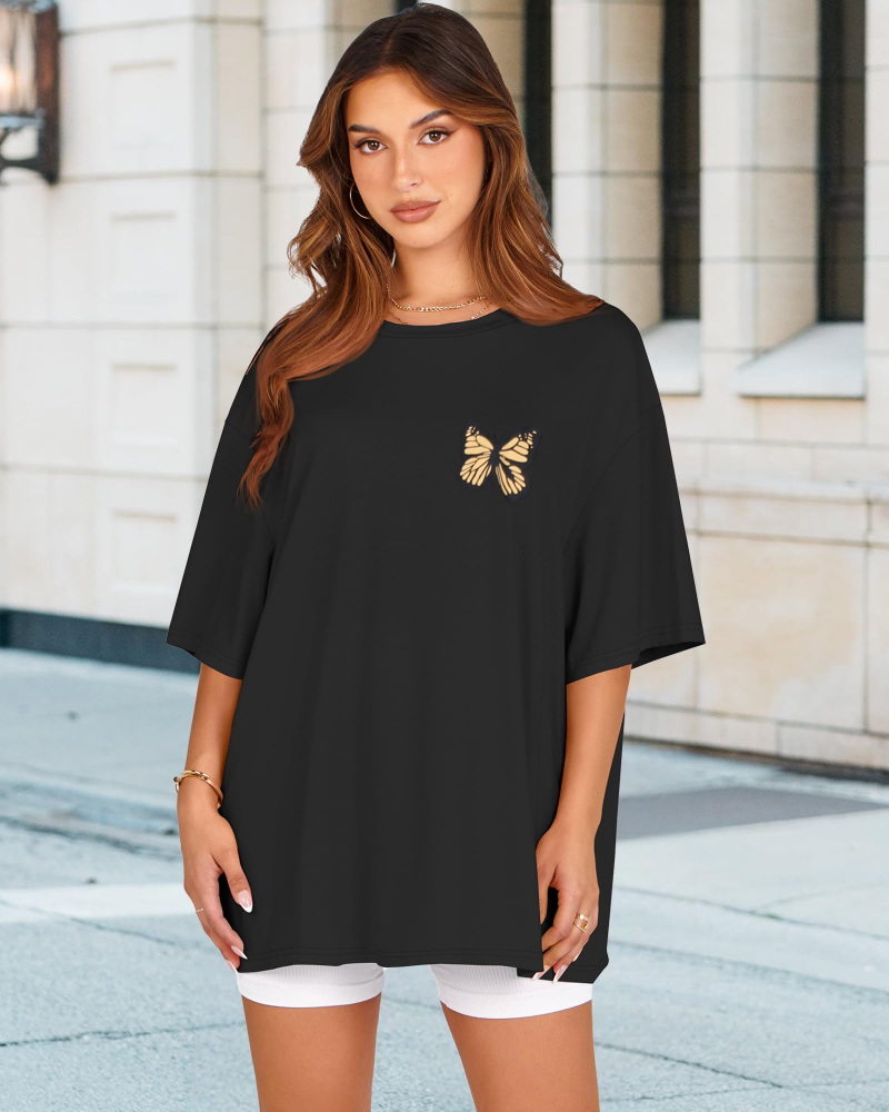 T-shirt oversize da donna Mia con stampa grafica – T-shirt girocollo dalla vestibilità ampia per lo streetwear