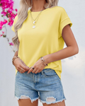 Damski T-shirt z krótkimi rękawami Ava – luźny top z okrągłym dekoltem do pracy i w podróż