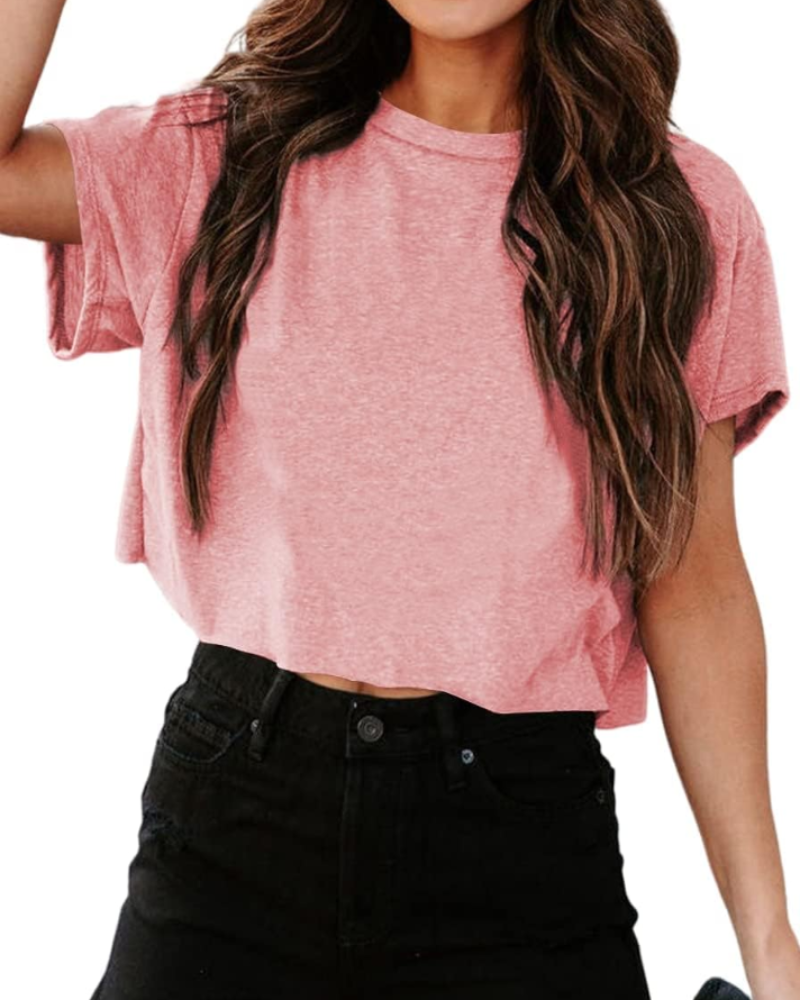 Top corto extragrande para mujer Talia – Camiseta deportiva para gimnasio con hombros descubiertos