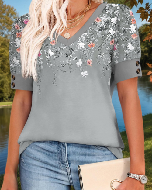 Blusa da donna Ariana con scollo a V – maniche corte, vestibilità comoda, top casual elegante