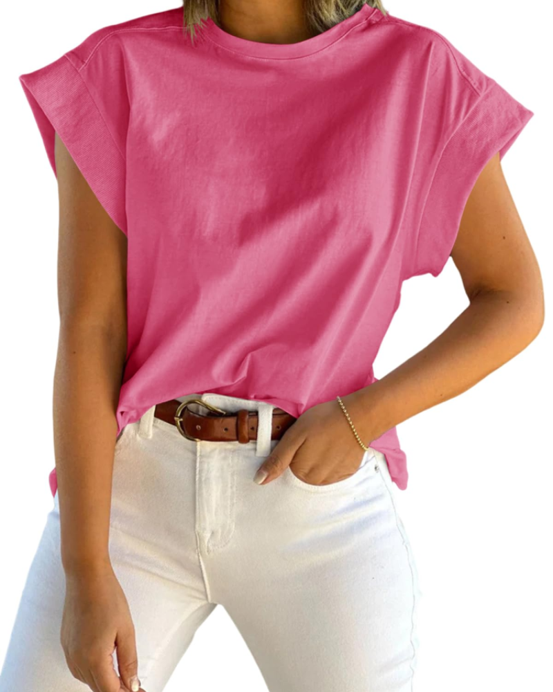 Damski T-shirt z krótkimi rękawami Ava – luźny top z okrągłym dekoltem do pracy i w podróż