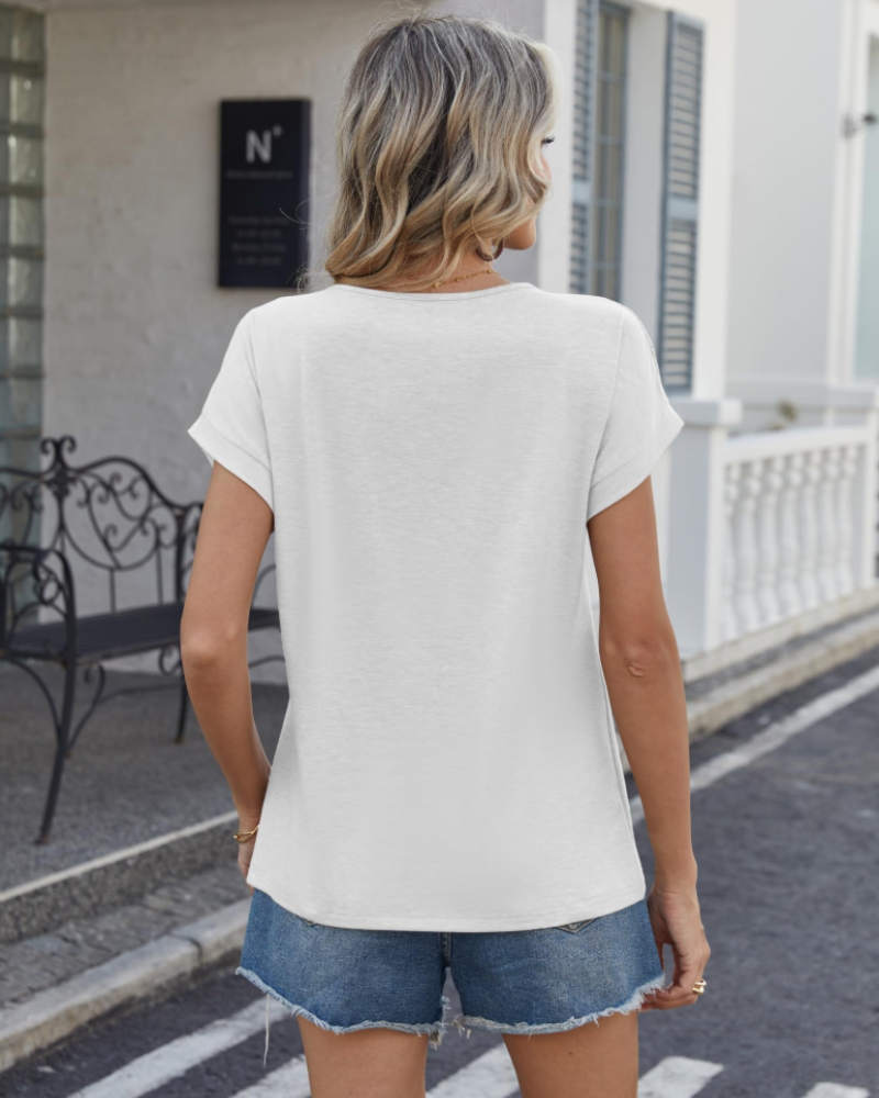 T-shirt da donna Emily in pizzo – Top a maniche corte e girocollo per l’estate e il tempo libero