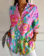 Blouse imprimée pour femme Taylor – Chemise fleurie colorée boutonnée à coupe décontractée