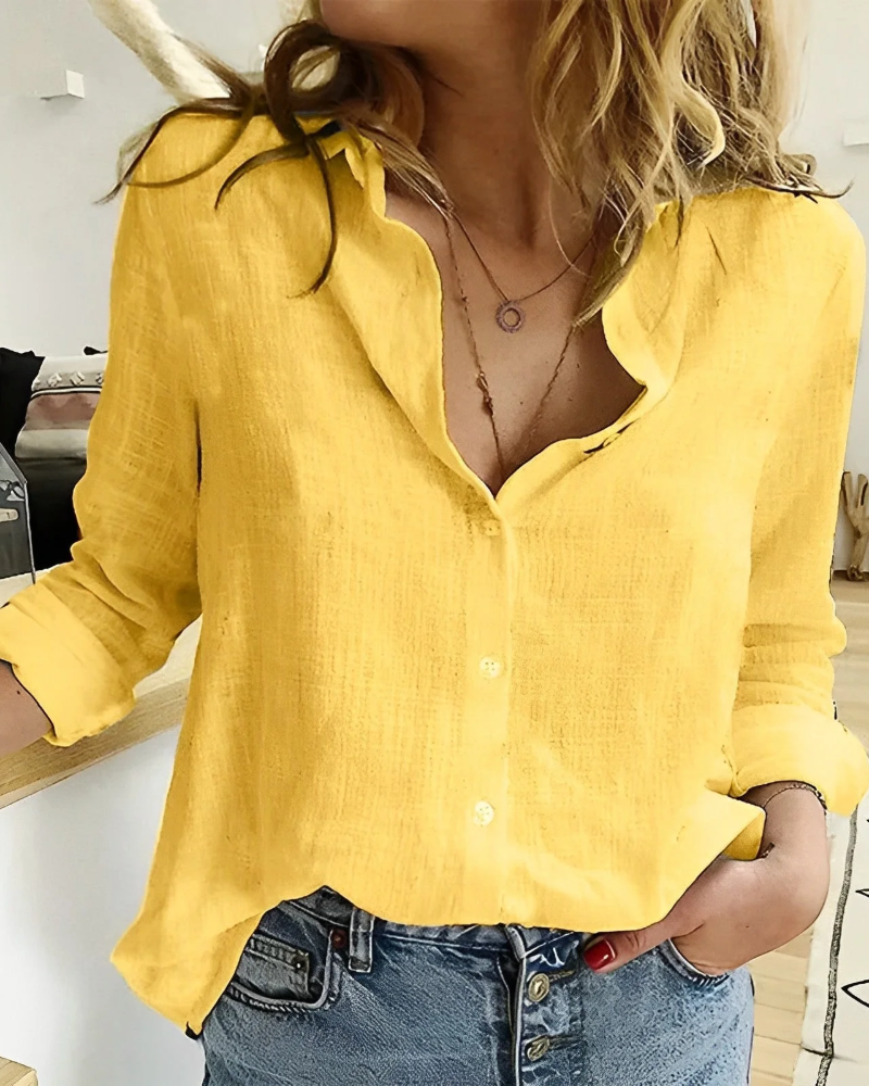 Blusa de verano para mujer Mila – Top holgado con botones y escote abierto