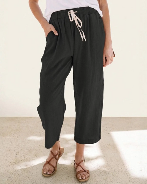 Pantalones de corte ajustado para mujer Avery – Pantalones informales de verano con cintura de cordón
