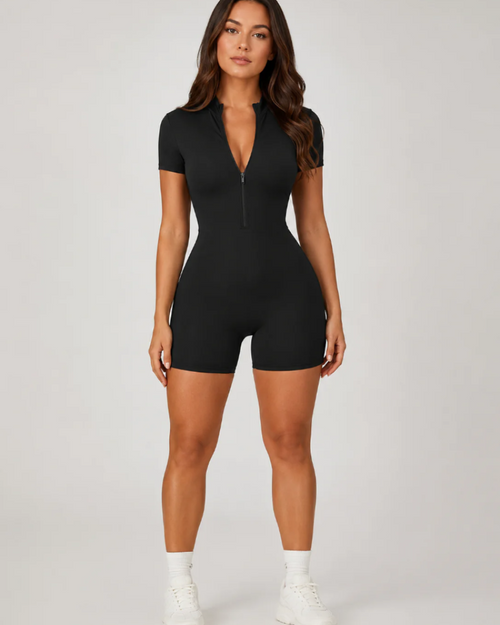 Mono deportivo de una pieza Brielle para mujer, sin costuras y con mangas cortas