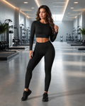 Ensemble de sport sans coutures Whitney pour femme – crop top à manches longues et leggings taille haute