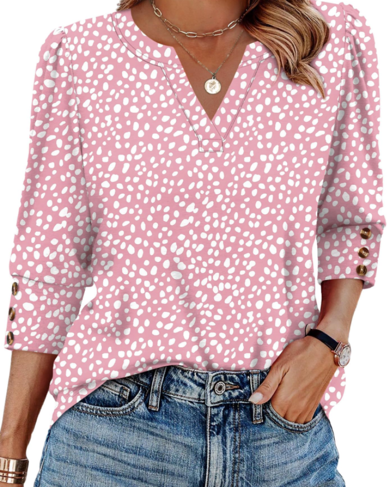 Zara Blouse | Elegant V-Neck, 3/4 Sleeves 10