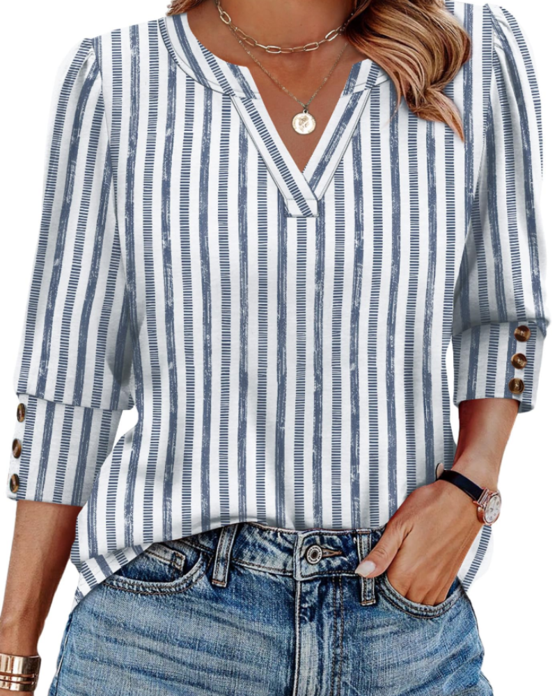Zara Blouse | Elegant V-Neck, 3/4 Sleeves 14