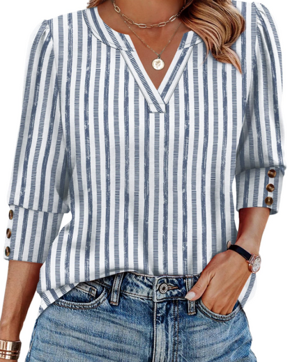 Zara Blouse | Elegant V-Neck, 3/4 Sleeves 14