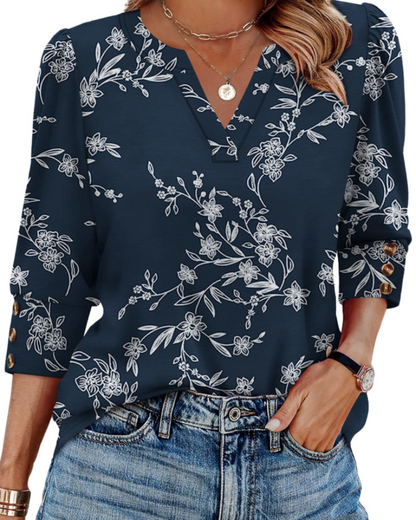 Zara Blouse | Elegant V-Neck, 3/4 Sleeves 17