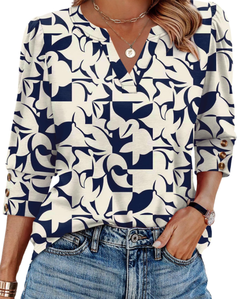 Zara Blouse | Elegant V-Neck, 3/4 Sleeves 4
