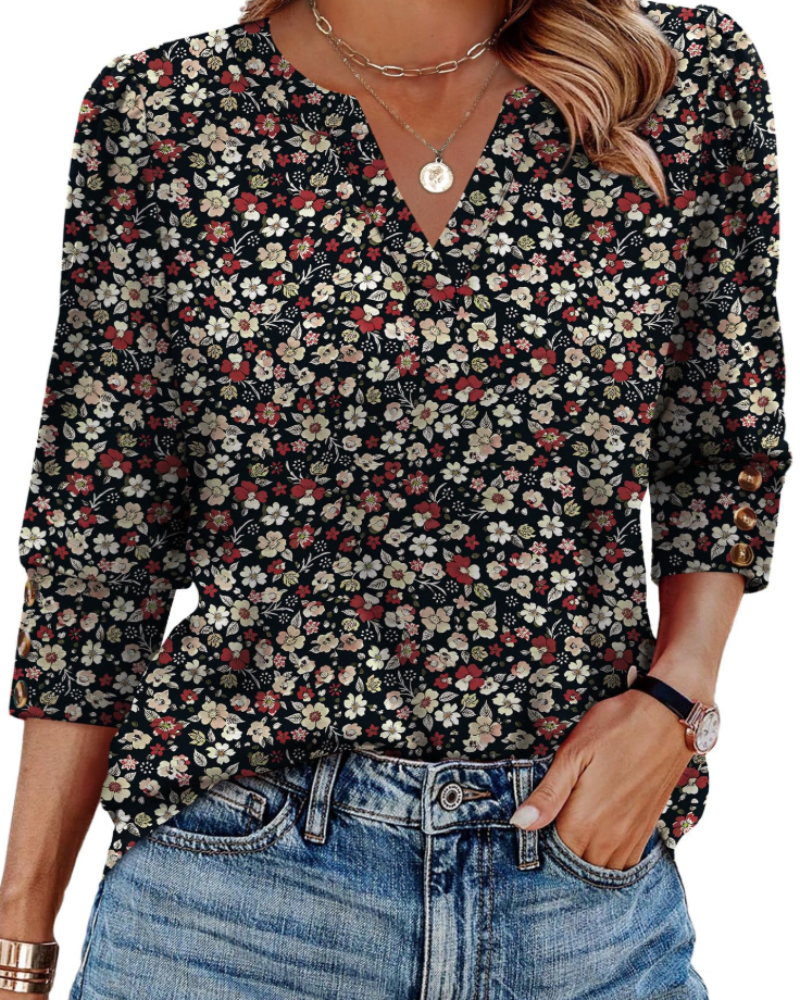 Zara Blouse | Elegant V-Neck, 3/4 Sleeves 6