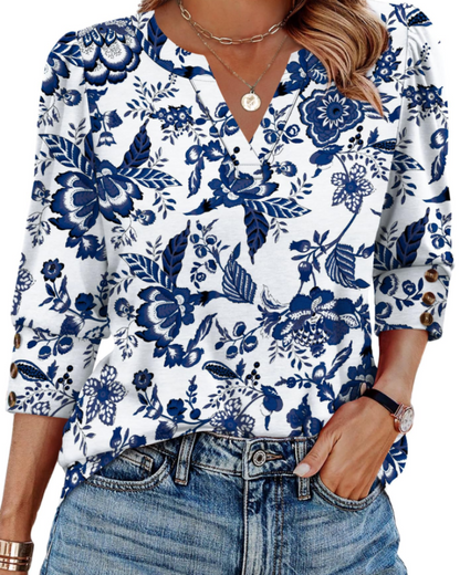Zara Blouse | Elegant V-Neck, 3/4 Sleeves 9