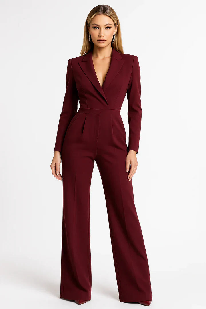 Zara Elegant Jumpsuit | V-Neck, Wide Leg, Lightweight Polyester Blend 0