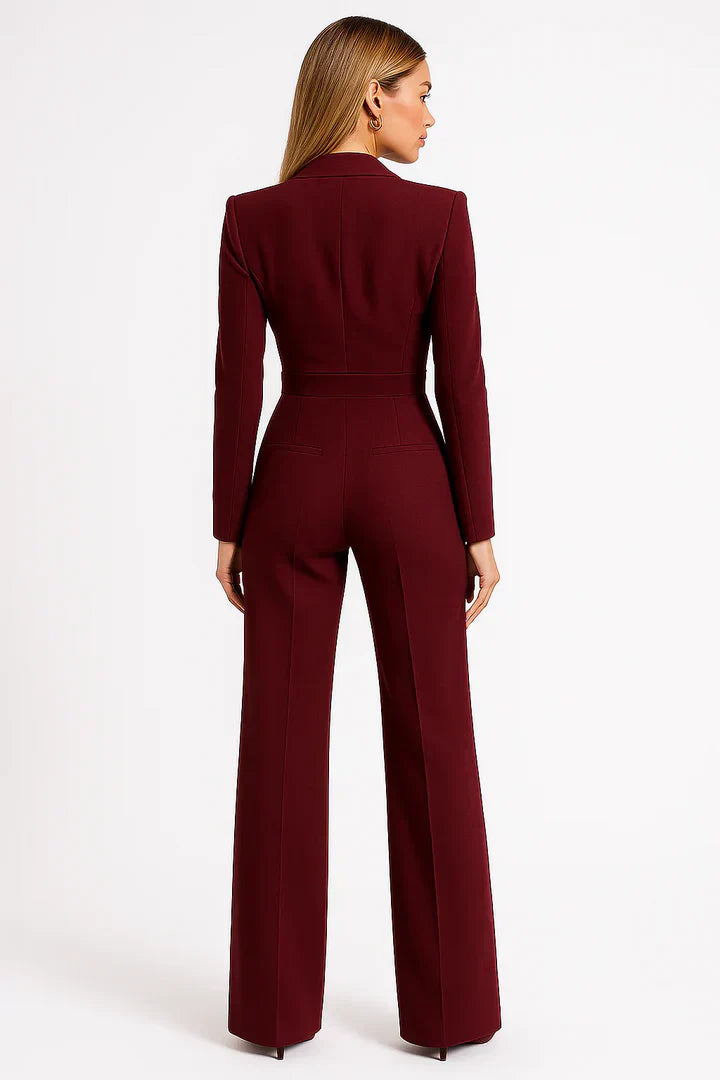 Zara Elegant Jumpsuit | V-Neck, Wide Leg, Lightweight Polyester Blend 2