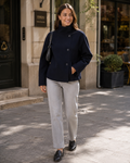 Yara Women's Cropped Jacket – Stand Collar Button-Up Elegant Fall Coat