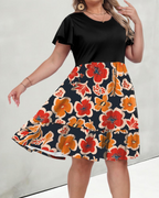 Vivian Women's Plus Size Midi Dress – High Waist A-Line Dress with Pockets