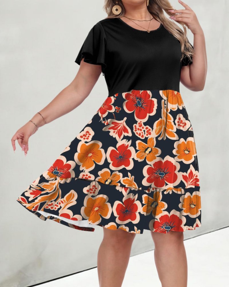 Vivian Women's Plus Size Midi Dress – High Waist A-Line Dress with Pockets