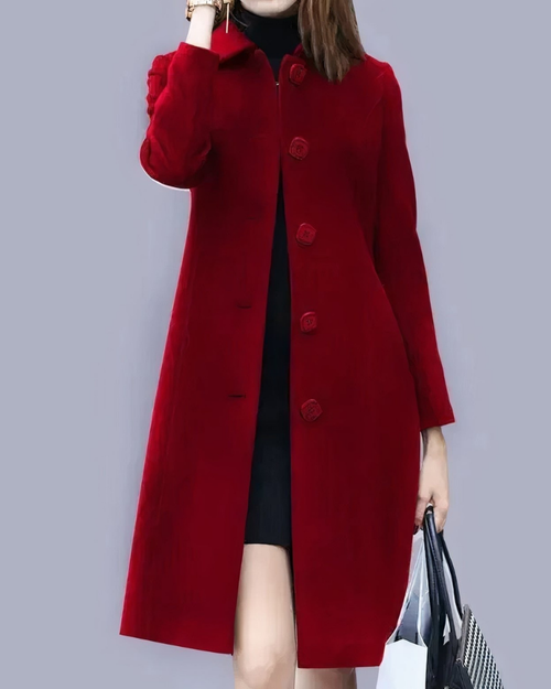 Abrigo largo con botones para mujer Analia – Abrigo clásico y elegante con bolsillos para la oficina